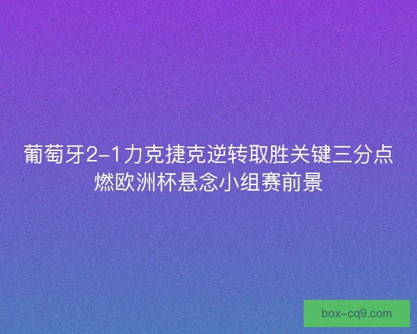 葡萄牙2-1力克捷克逆转取胜关键三分点燃欧洲杯悬念小组赛前景